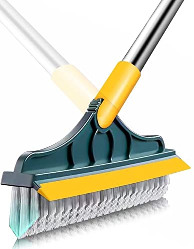 2 in 1 Cleaning Floor Scrub Brush Floor Brush Scrubber with Long Handle Grout Brush Scrape V-Shape