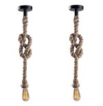 Desidiya Pendant Rope Lights E27 for Ceiling Hanging, Bulb Not Included- 40W, Pack of 2 (Beige)