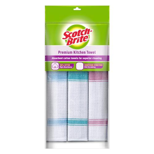 Scotch-Brite Cotton Kitchen Towels (Green, Pack of 3) (IA840188337)
