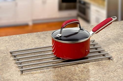TORO Heat-Resistant Stainless Steel Dining Protector Modern Metal Trivet for Kitchen Table, Holds