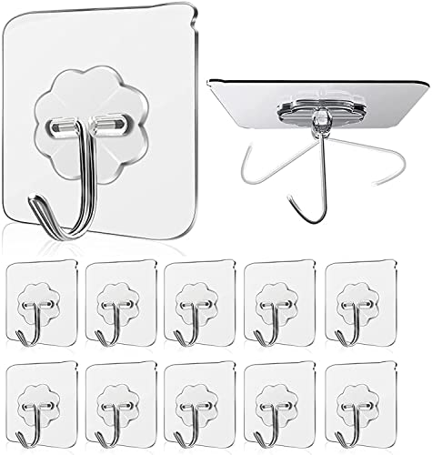 JIALTO Adhesive Hooks Kitchen Wall Hooks-Heavy Duty 13.2lb(Max) Nail Free Sticky Hangers with