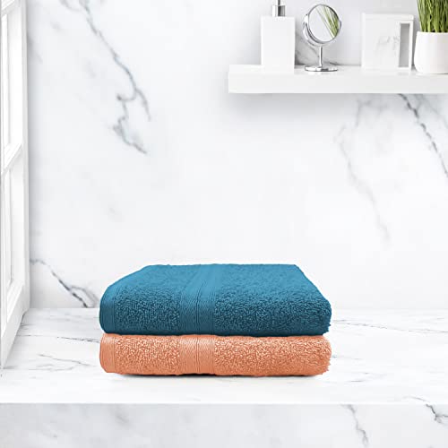 Sassoon Anatolia 2 Piece 100% Cotton Hand Towel Set in 500 GSM (40cmX60cm)- Clay-Teal (Soft,