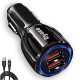 Dyazo 2 Port 12V Fast Car Charger Charging Adapter Compatible for Qualcomm 3.0,Samsung Galaxy,S10