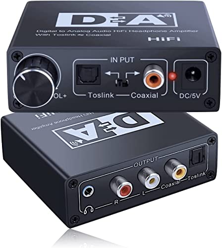 Etzin DAC Converter, Headphone Hifi Amplifier, Digital-Analog 2 RCA 3.5 Jack, Optical Coaxial