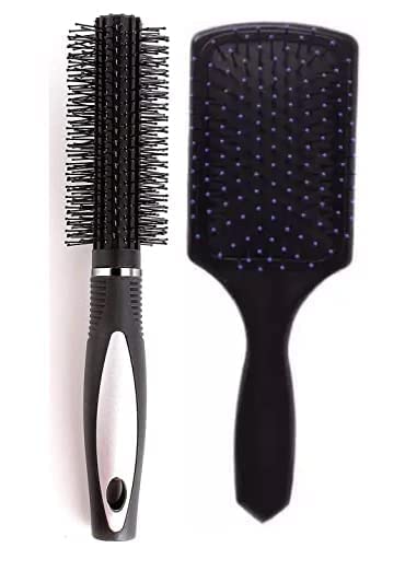 AIR BEAUTY Round Rolling Curling Roller Comb Hair Brush With Professional Paddle Hair Brush Comb For