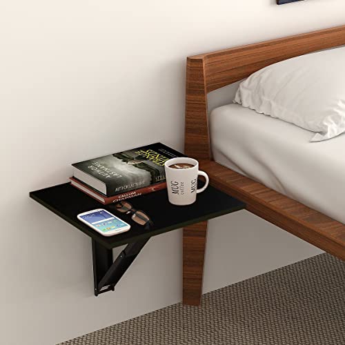 Kawachi Engineered Wood Wall Mount Bed Side Table, Folding Bedside Table, Mini Laptop Table for Home