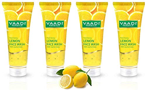 Vaadi Herbals Value Pack of Honey Lemon Face Wash with Jojoba Beads, 4 x 60ml