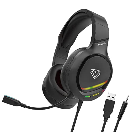Vertux Tokyo Gaming Headset | Over-Ear Noise-Isolating | Omni-Directional Mic RGB Light | 50mm
