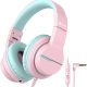 iClever Kids Headphones for Girls with Microphone, HD Stereo Children Over-Ear Wired Headphones,