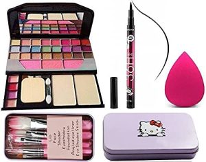 Women's & Girl's Tya 6155 Multicolour Makeup Kit and 7 Pink Makeup Brushes Set, 36H Waterproof