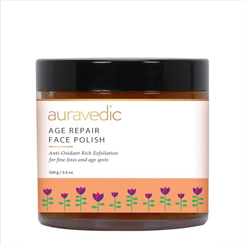 Auravedic Age Repair Anti Aging Face Scrub For Glowing Skin with Pomegranate Oil & Grapeseed Oil,