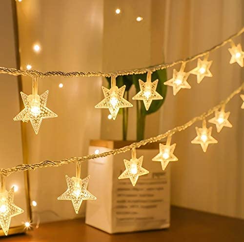 Lexton Small Star Shaped 20 Led Fairy String Light |Plug Sourced|Warm White |for Indoor & Outdoor