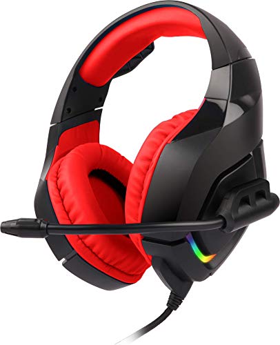 Zebronics ZEB-RUSH (Red) Premium Wired Gaming On Ear Headphone with RGB LEDs, Dual 3.5mm Jack,
