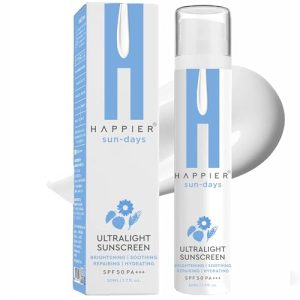 Happier Ultralight Sunscreen Gel SPF 50 PA+++ | Sunscreen Gel For Men & Women | Lightweight,