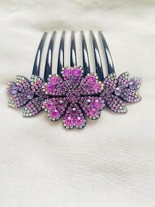 MGNLR Hair Clip Pins Comb Slides Rhinestone Handmade Floral Acrylic Barrette For Women & Girls