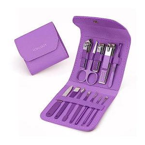 Vitalogy - Manicure Pedicure Kit for Women for Foot, Hand & Face Care with TRAVEL Case | Nail Cutter