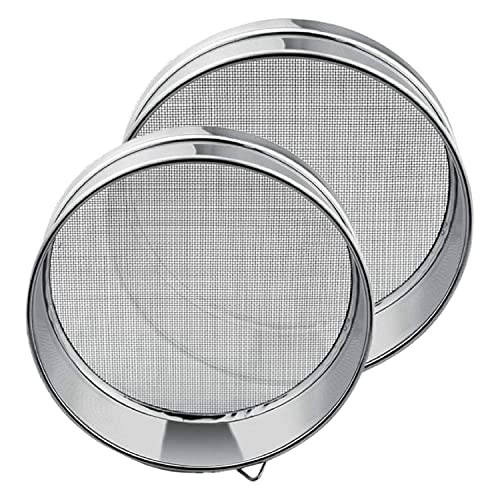 Kuber Industries Stainless Steel Flour Sieve/Sifter- Set of 2 (Silver), Standard, 21 x 21 x 6