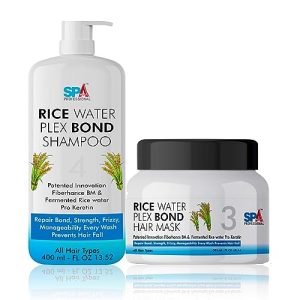 Spaworld Rice Water Bond Shampoo 400ml & Mask 300ml for Instant Damage Repair Formula, For Frizz