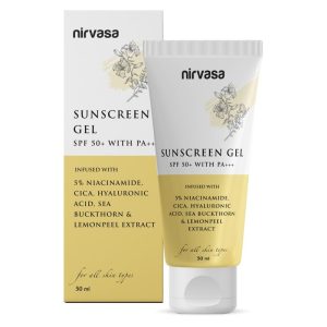 Nirvasa SPF50+ Sunscreen Gel with 5% Niacinamide for 98% UVA/UVB Protection | Lightweight, No White