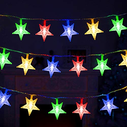 Glowtronix 16 LED Star String Lights, Plug in Fairy String Lights Waterproof, Extendable for Indoor,