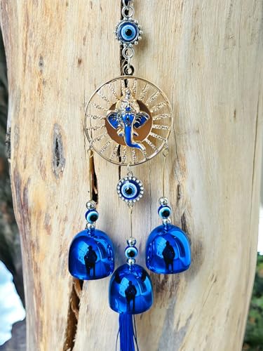 WS Evil Eye Wind Chime 3 Bells for Home & Office - Brings Positive Vibes & Removes Negative Energy |