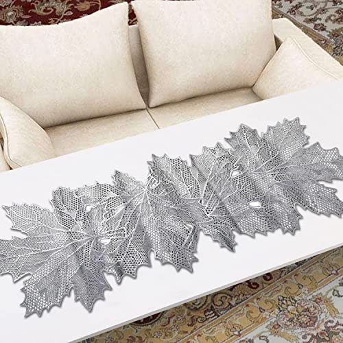 Heart Home Leaf Design Soft Leather Table Runner for Patios Family Dinner Office Kitchen Table