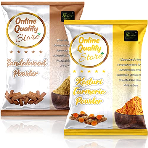 Online Quality Store Kasturi Turmeric Powder for Face + Pure Organic Sandalwood Powder |Wild