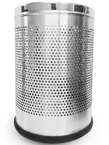 Super HK Stainless Steel Open Perforated Dustbin| Steel Dustbin for Home, Bedroom, Rooms, Office,