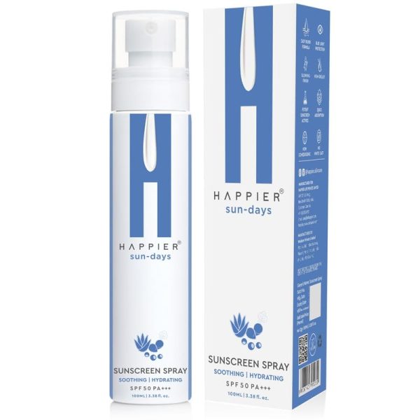 Happier Sunscreen Spray SPF 50 PA+++ | Hydrating Sunscreen Spray for Face & Body | Water Resistant,