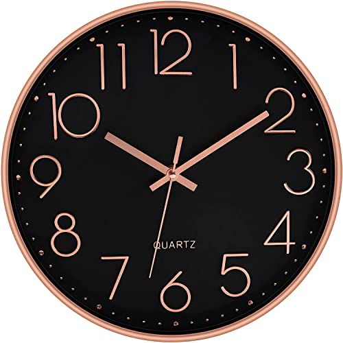 Rylan Wall Clock 12" Silent Quartz Decorative Latest Wall Clock Non-Ticking Classic Clock Battery