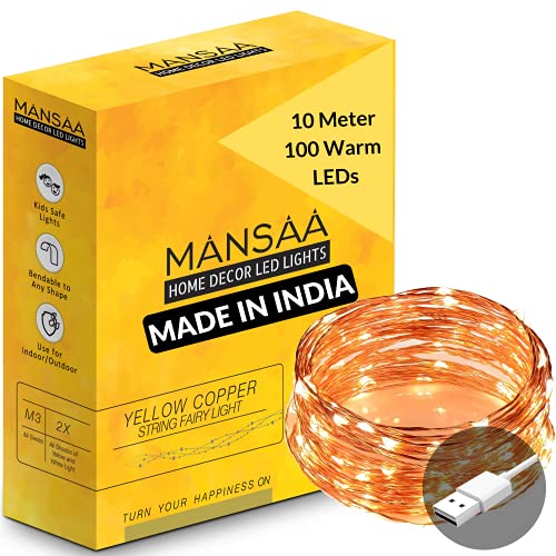 MANSAA Fairy Lights | 18 Months Warranty | 10 Meter, 100 LEDs | Lights for Home Decoration, Led