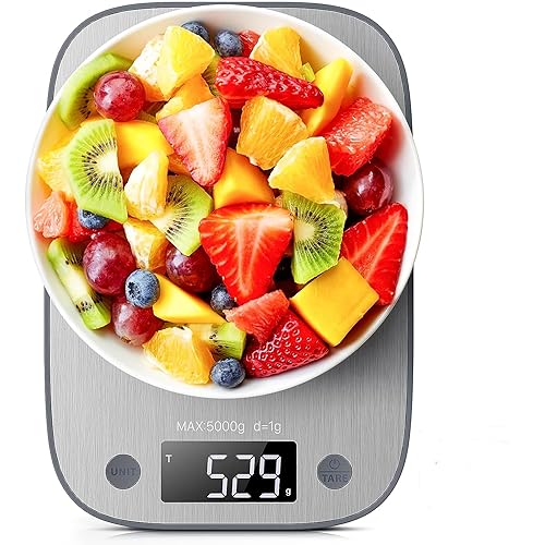 SIMPLETASTE Digital Food Kitchen Scale, Stainless Steel, Measures in Grams and Ounces for Baking,