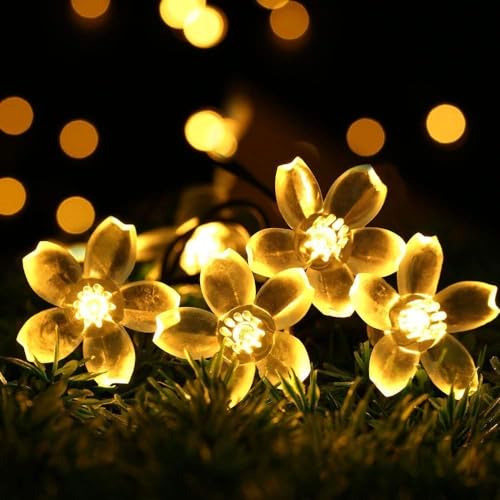 LIGHTSKART 40Led Cherry Blossom Flower Fairy String Lights (40L-Warm-White,Corded