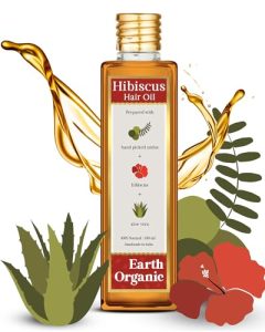 Hair Oil for Men & Women Hibiscus Oil for Hair Growth (Gudhal) by EARTH ORGANIC | Herbal Hair Oil