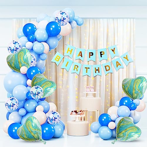 Party Propz Blue Happy Birthday Decoration Combo - Set of 44Pcs Birthday Decoration Kit | Balloon