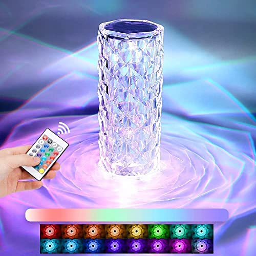 Chocozone Crystal Lamp,16 Color Changing Rose Crystal Diamond Table Lamp,USB Rechargeable Touch