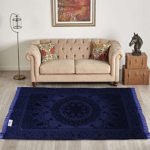 Heart Home Carpet|Water Absorption Embossed Floral Pattern Floor Mat|Velvet Sitting Carpet for Hall,