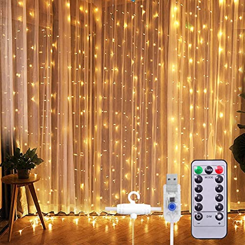Desidiya 8 Modes Curtain Lights 300 LEDs 10 Fairy Light 3Mtr Each Indoor/Outdoor Decoration for