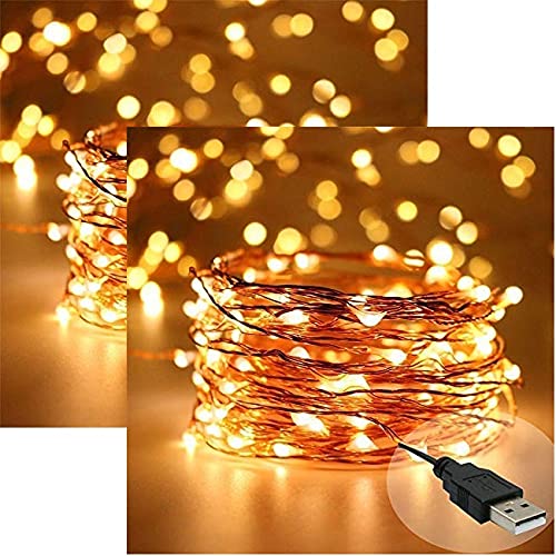 Desidiya Copper Fairy String Lights with USB Cable for Home Decoration - 5 Meters (Pack of 2) Corded