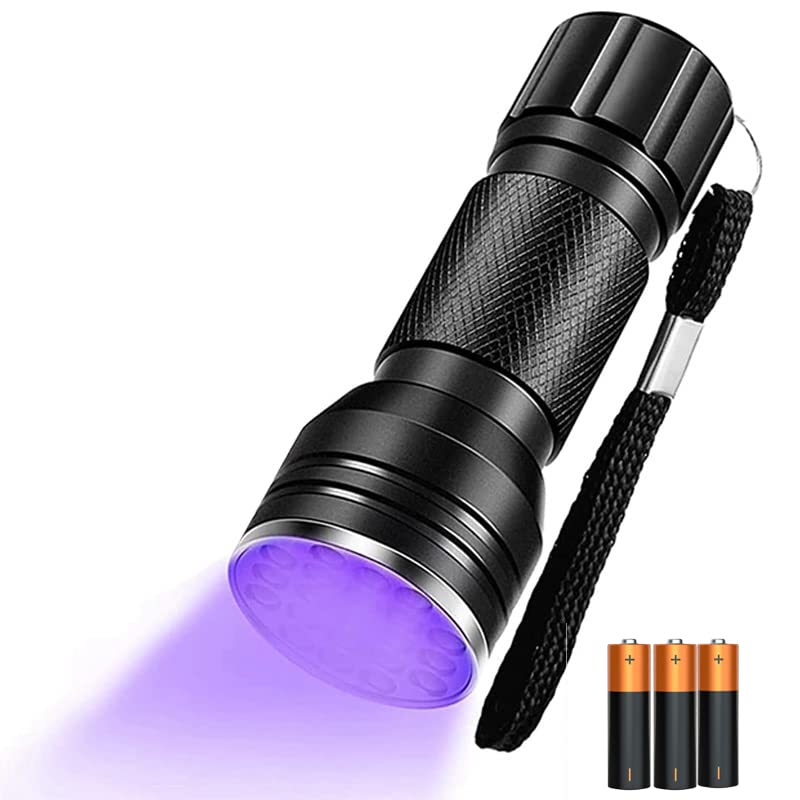 NEXT GEEK 395-400nm 21 LED UV Light Torch Flashlight Waterproof with 3xAAA Battery (Metal)