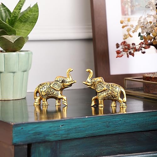 HEYEARTH Set of 2 Miniature Elephant Pair Showpiece.Decorative Accents for Living Room.Elephant