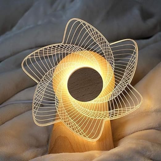 JETRA Creative 3D Rotating Windmill Led Night Light, Creative Gift Table Lamp Home Desktop