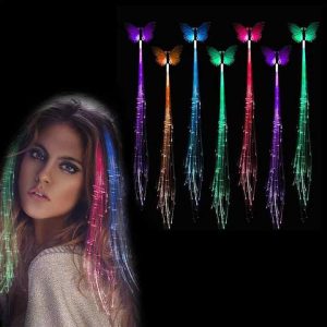 Butterfly Light LED Hair Clips - Glow in The Dark Party Supplies LED Hair Light Butterfly Clip for