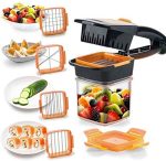 ATEVON Plastic 5 in 1 Multi-Function Vegetable Cutter, Dicer Grater & Chopper, Peeler with Container