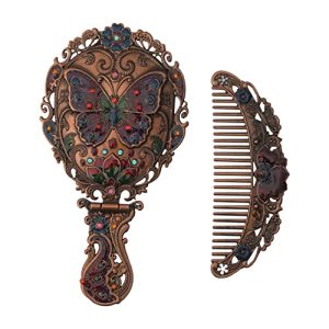 RAJASTHANI HAAT AND CRAFT Hand Mirror and Comb Set for Girls (Bronze Butterfly, Medium) -