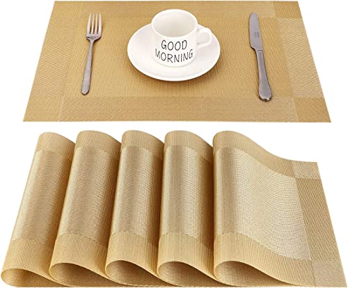 TASKHOUSE Table Mats Washable Non Slip Stain Resistant Kitchen Table Placemats Heat Insulation Woven