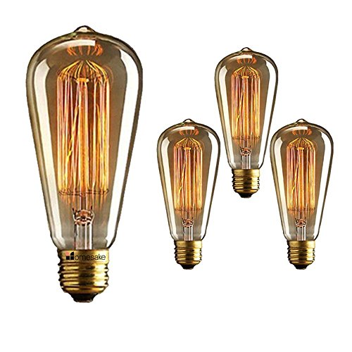 Homesake Light Bulbs for Home Decor Items, Edison Tungsten Filament Antique Vintage Glass Yellow