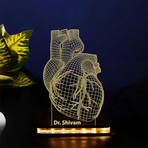StarLaser Personalized Name Lamp Cardiologist Heart 3D Illusion Led Lamp Gift for Heat Surgeon