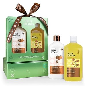 Just Herbs Saffron Malai Body Milk And Charcoal Body Wash, Detox & Hydrate Hydraclean Kit for for