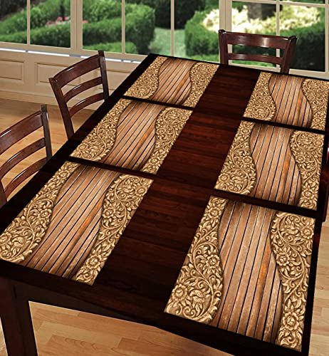 REVEXO Placemats Set of 6, Heat Resistant, Washable PVC Table Mats, Woven Vinyl Dining Table,